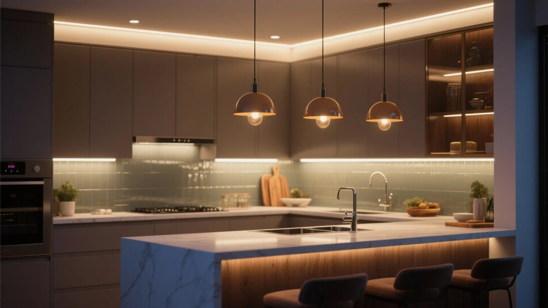 Layered lighting that flatters materials and tasks