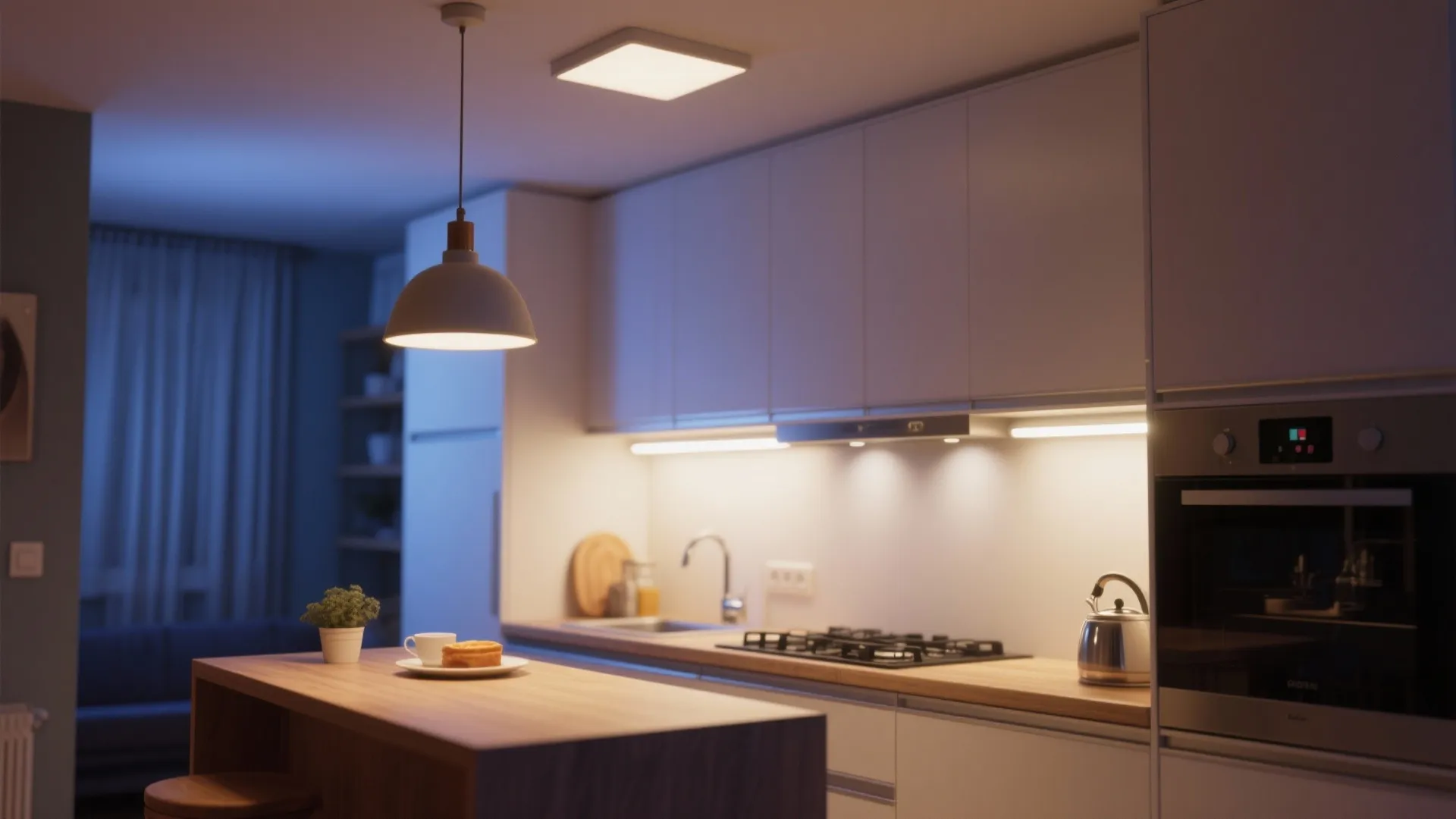 Layered lighting for depth and safer cooking