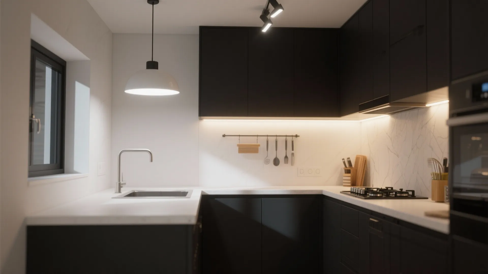 1. Layered ambient and task lighting