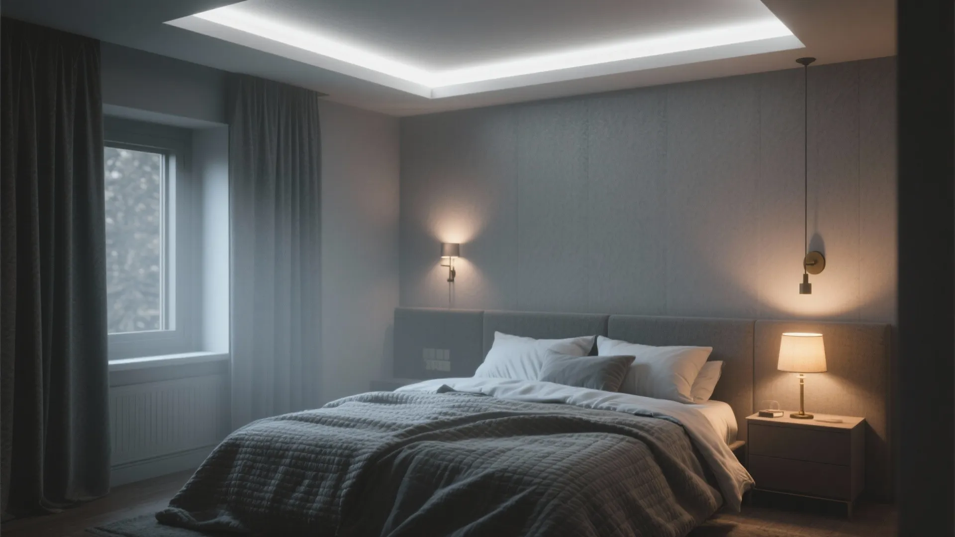 5. Soft gray with layered lighting