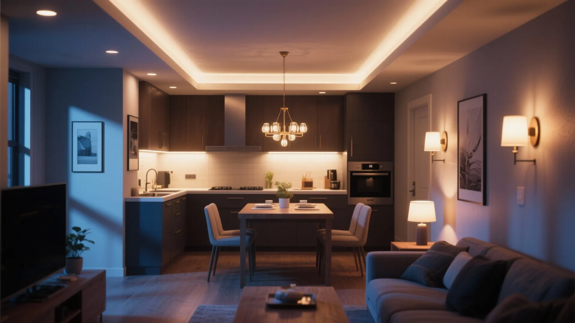 5. Layered lighting and scaled fixtures