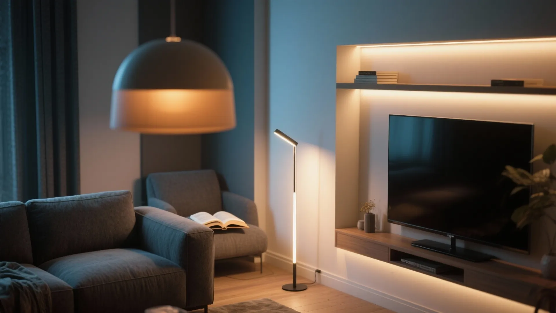 1. Layered lighting to soften the grey