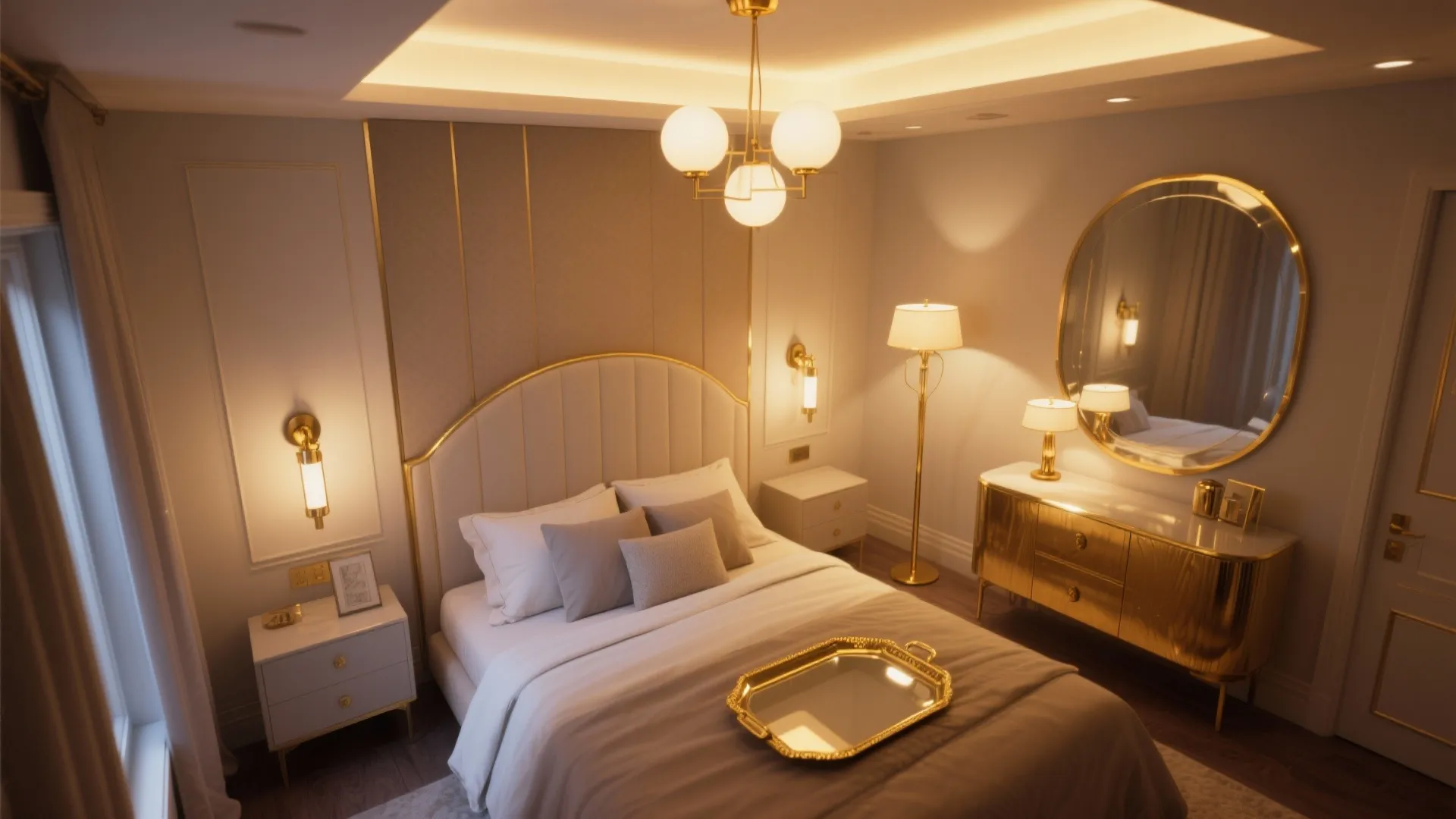 3. Layered lighting and reflective accents