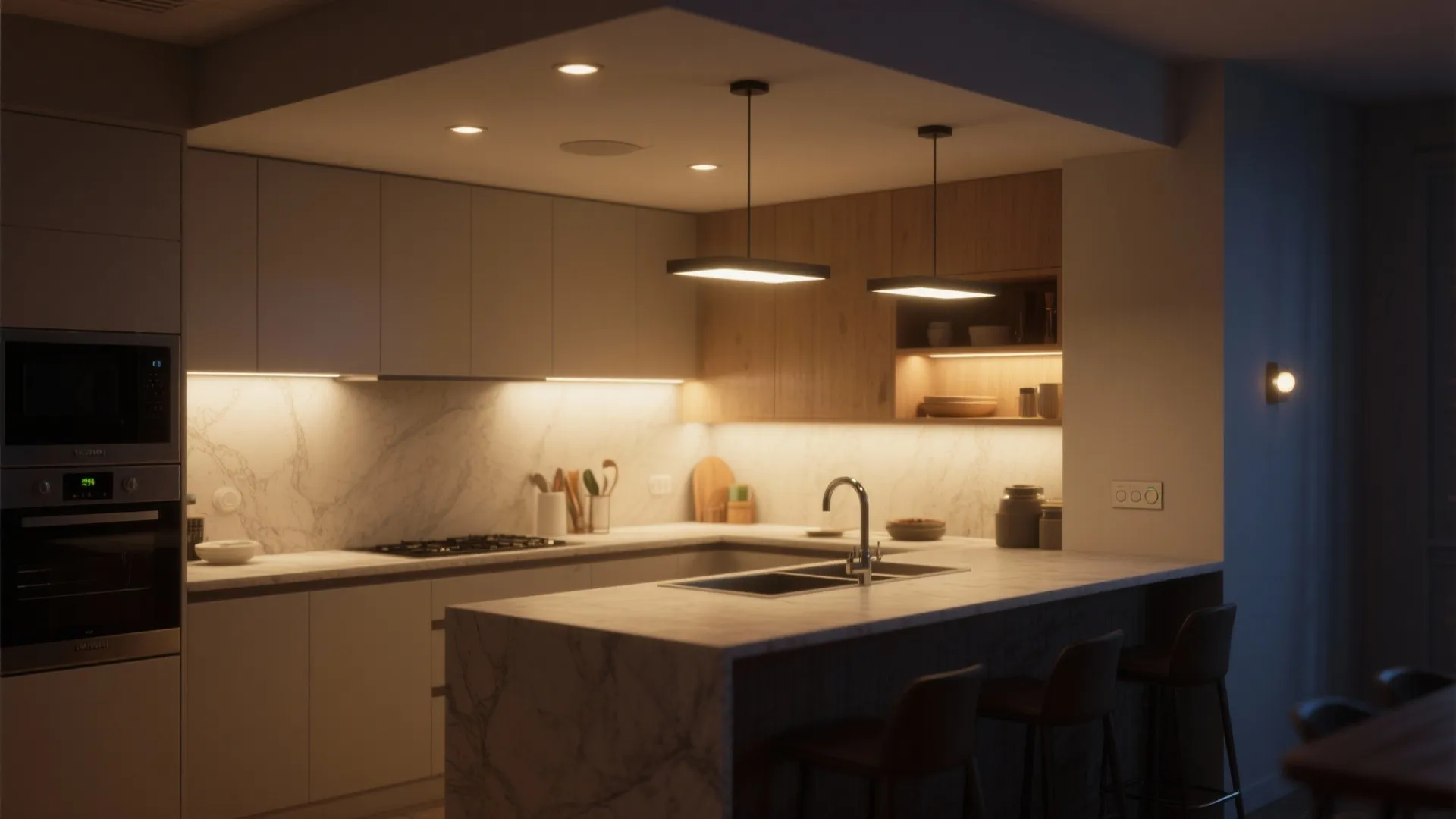 Layered task + ambient with dimming scenes