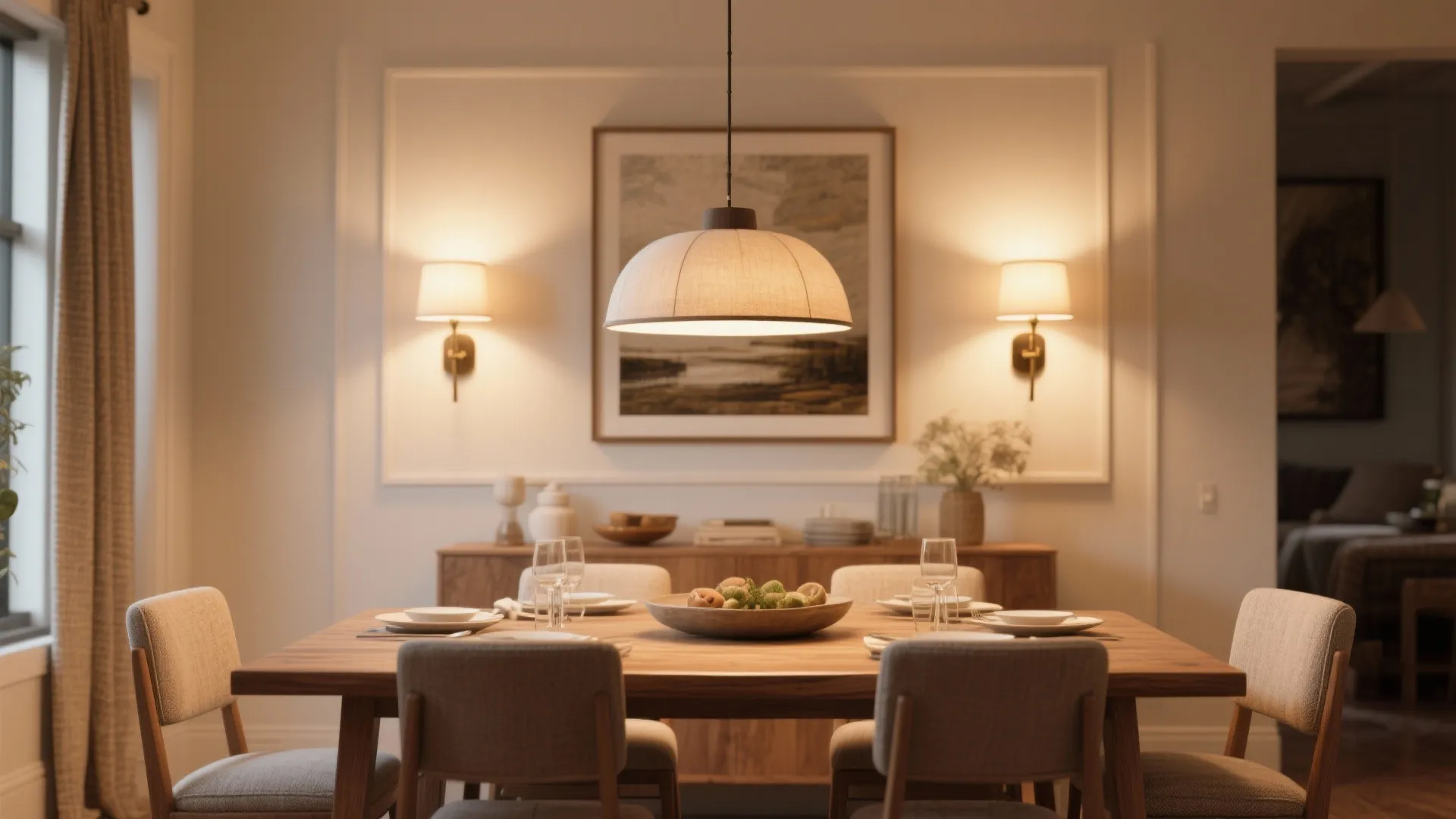 5. Layered Lighting: Sconces + Pendant