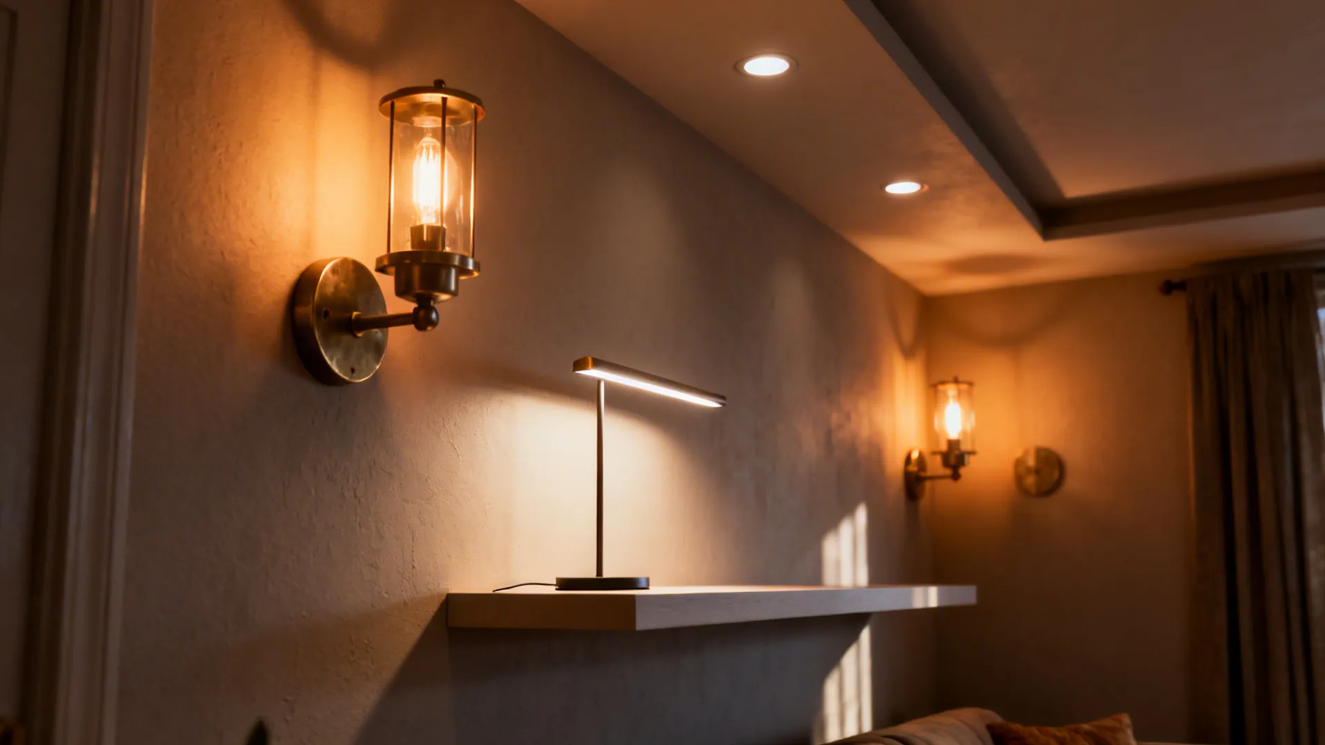 1. Layered lighting to make the room feel larger