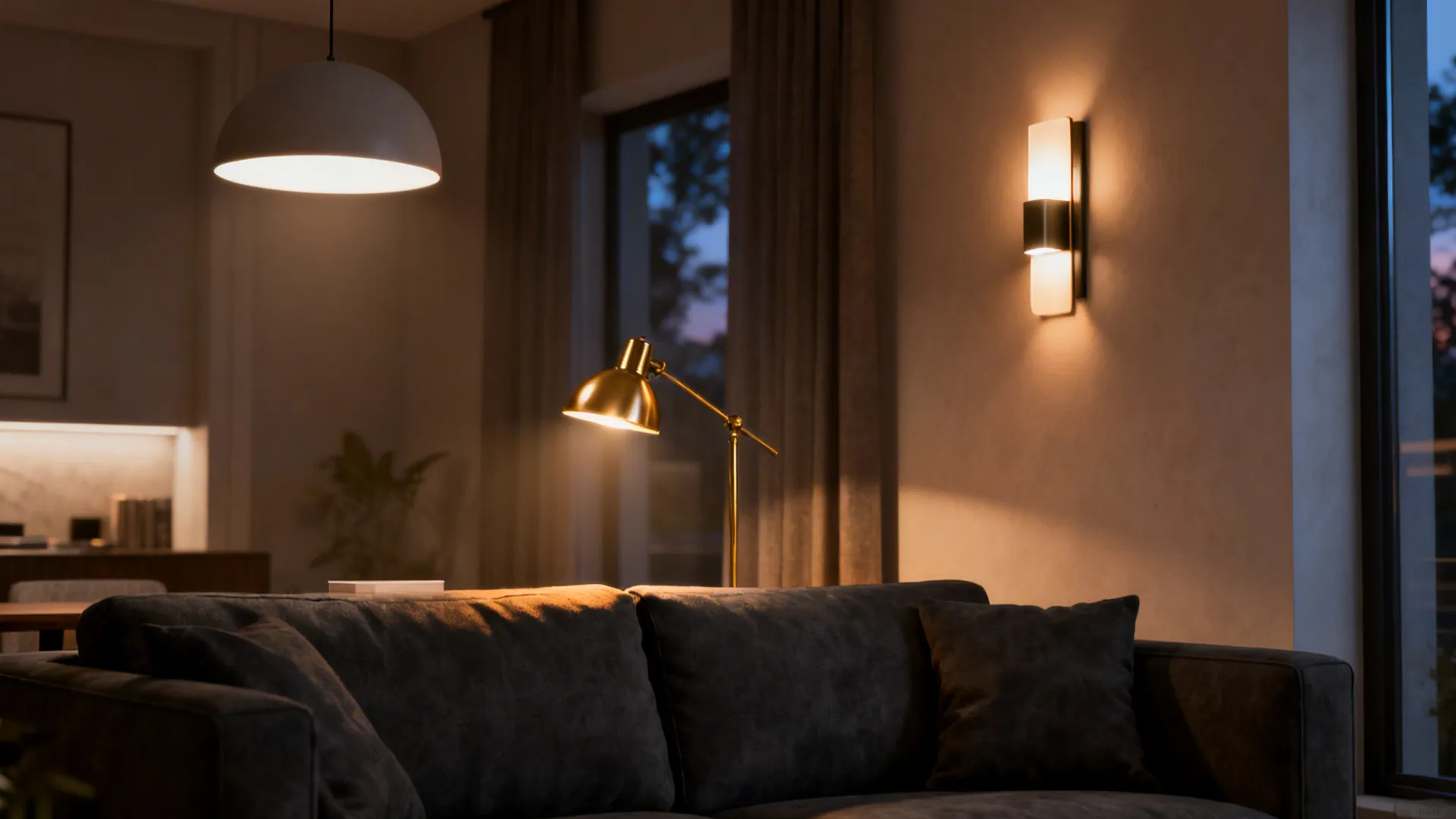 4. Anchor the space with layered lighting