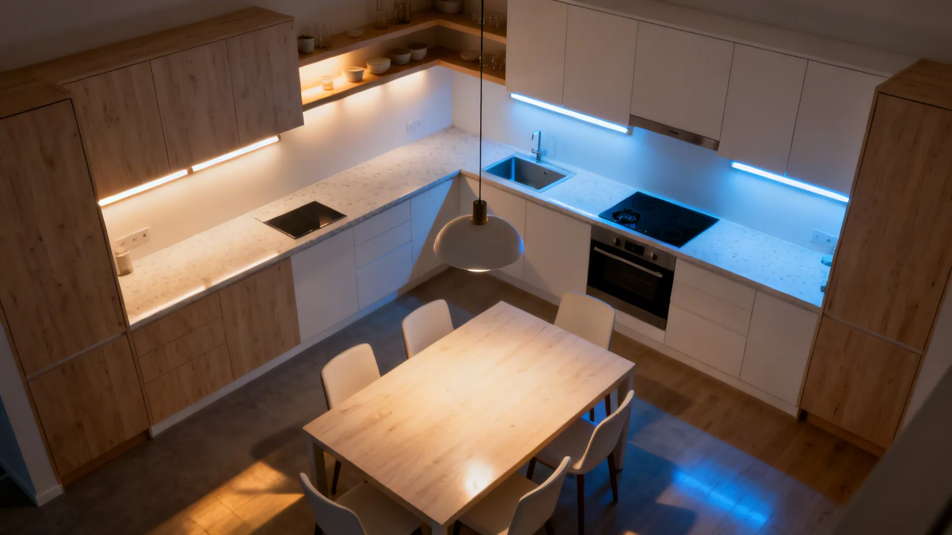 Flexible lighting layers for cooking and dining