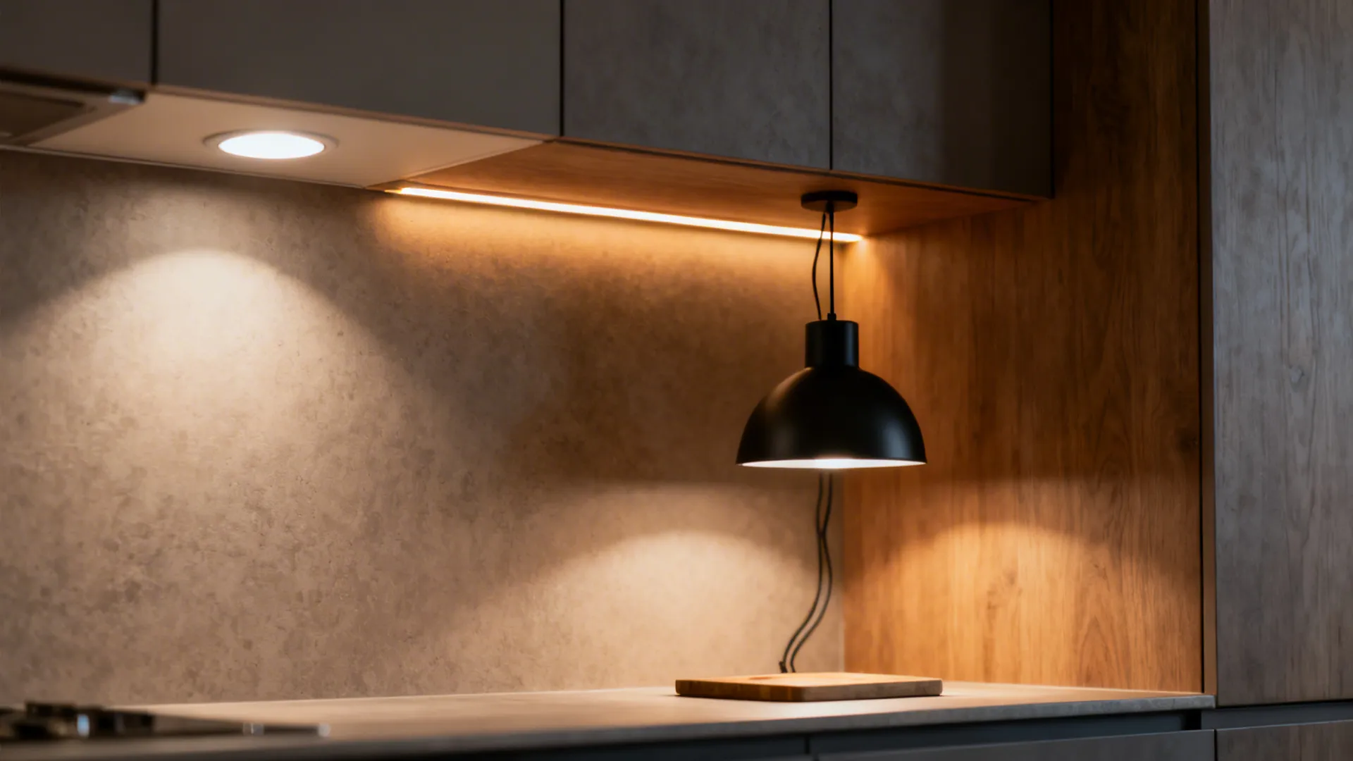 1. Minimalist layered lighting for mood and function