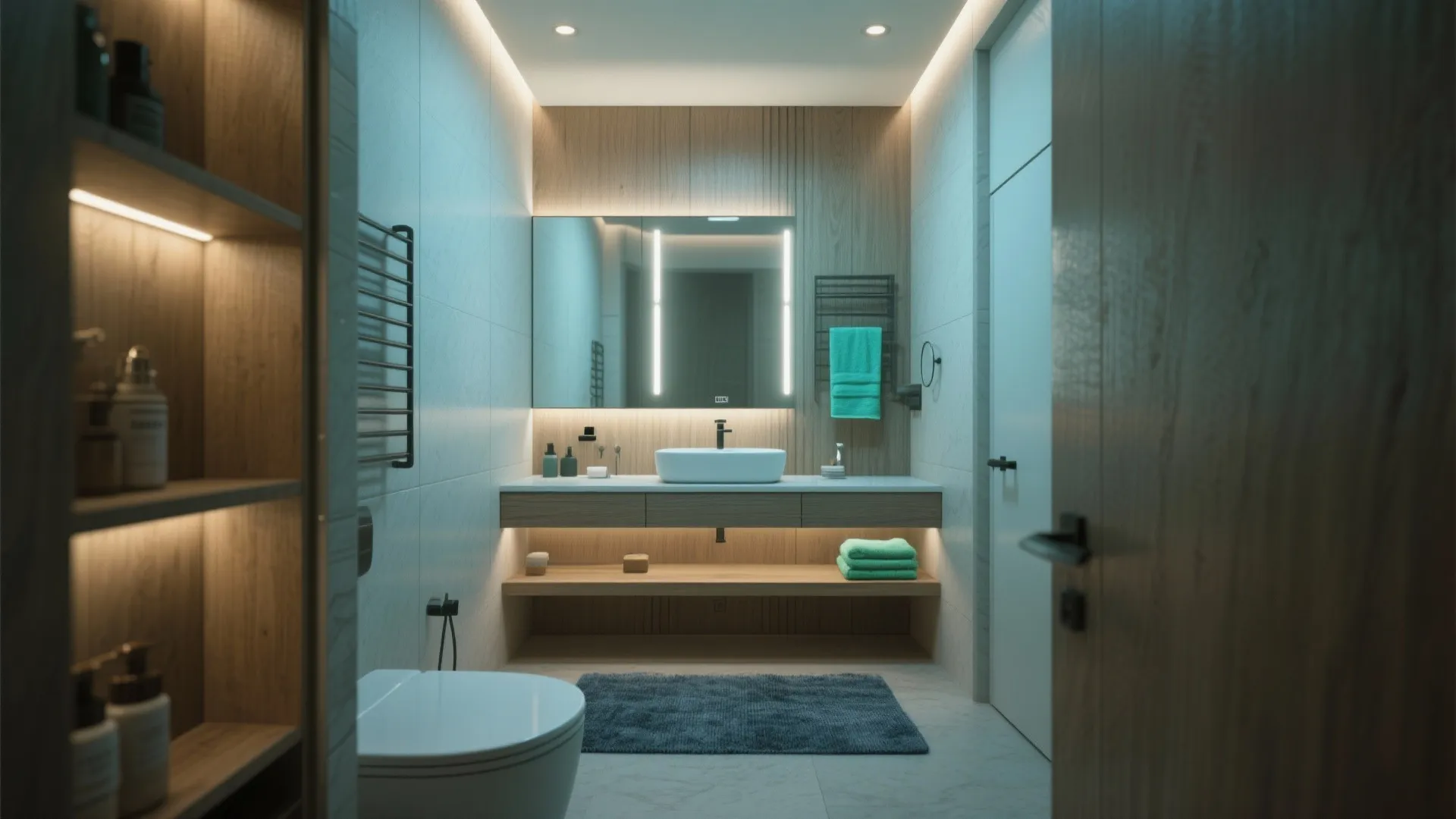 5. Layered lighting and subtle color accents