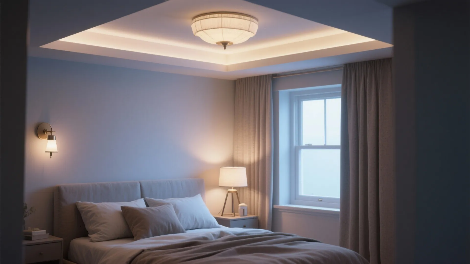 4. Brighten small bedrooms with layered lighting