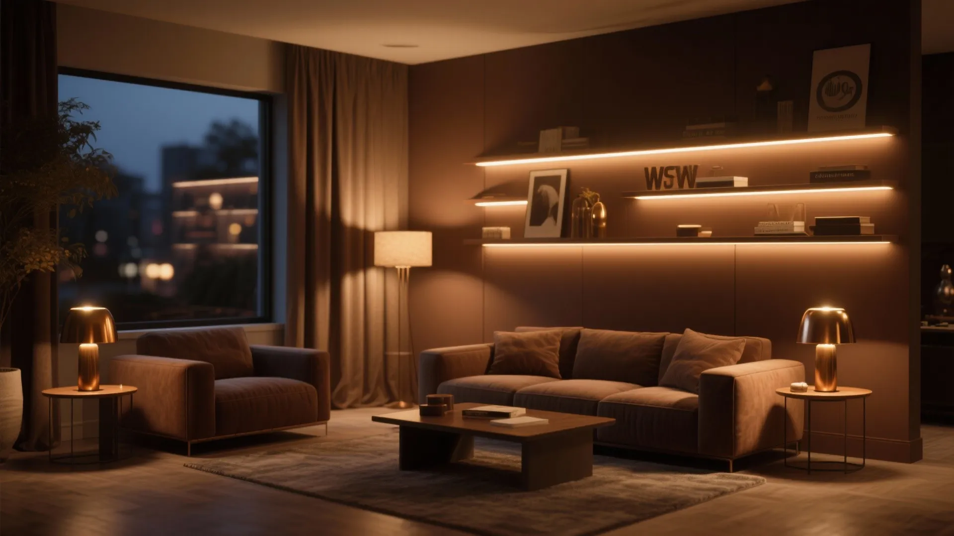 Layered Lighting with Brown Accents