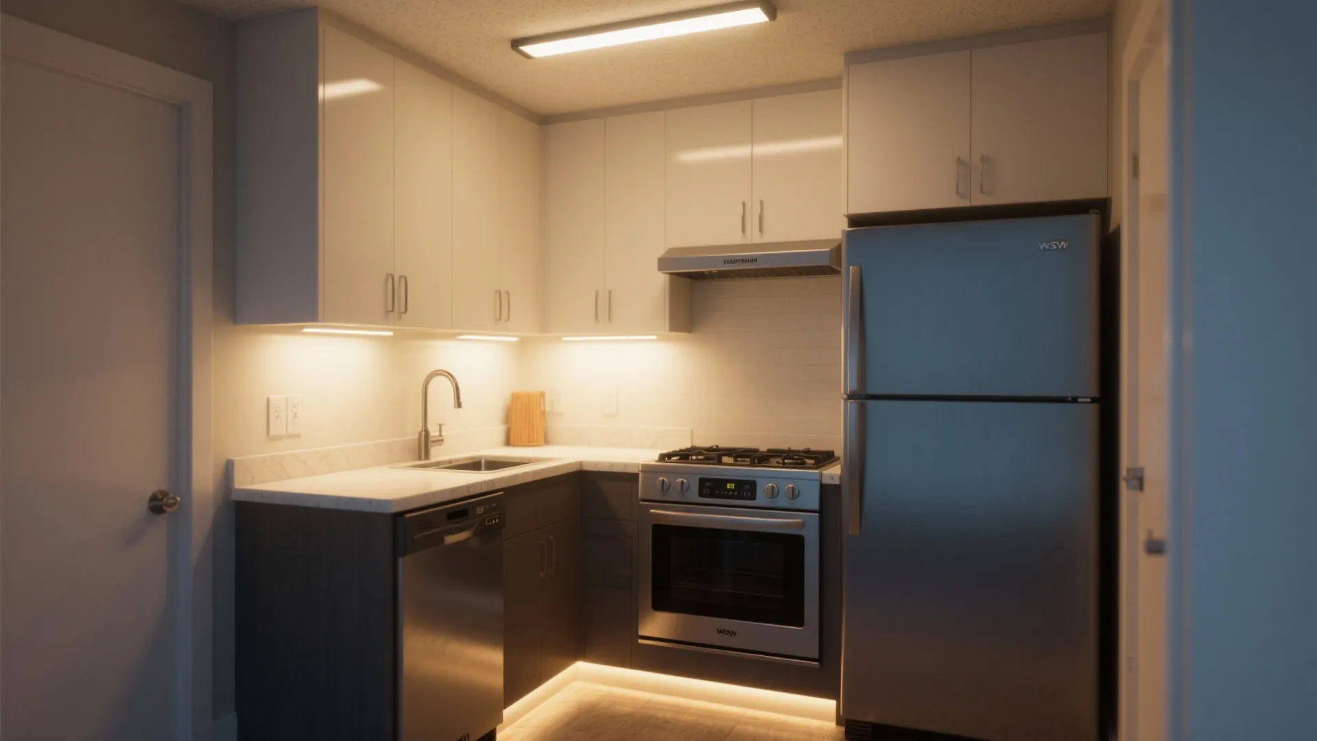 Strategic lighting and compact appliances