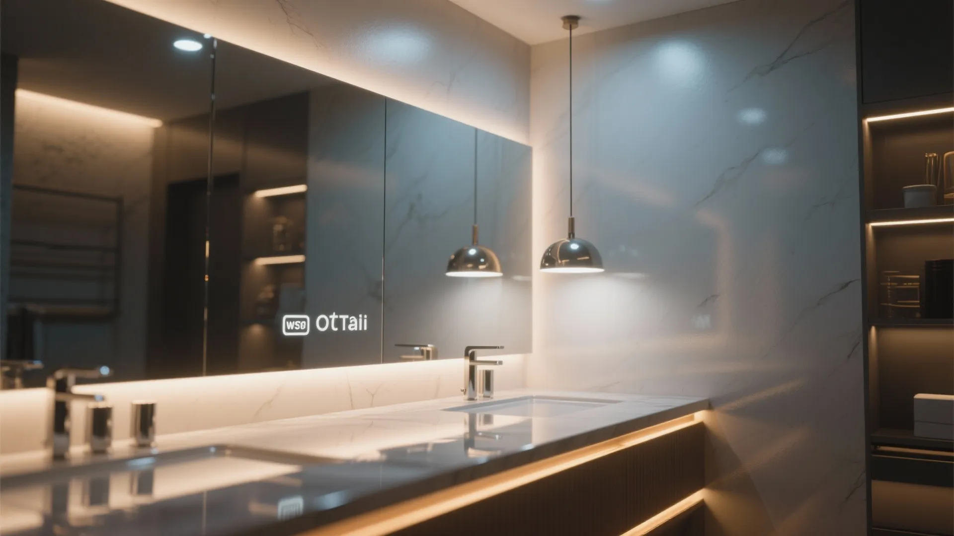 3. Layered lighting and reflective finishes