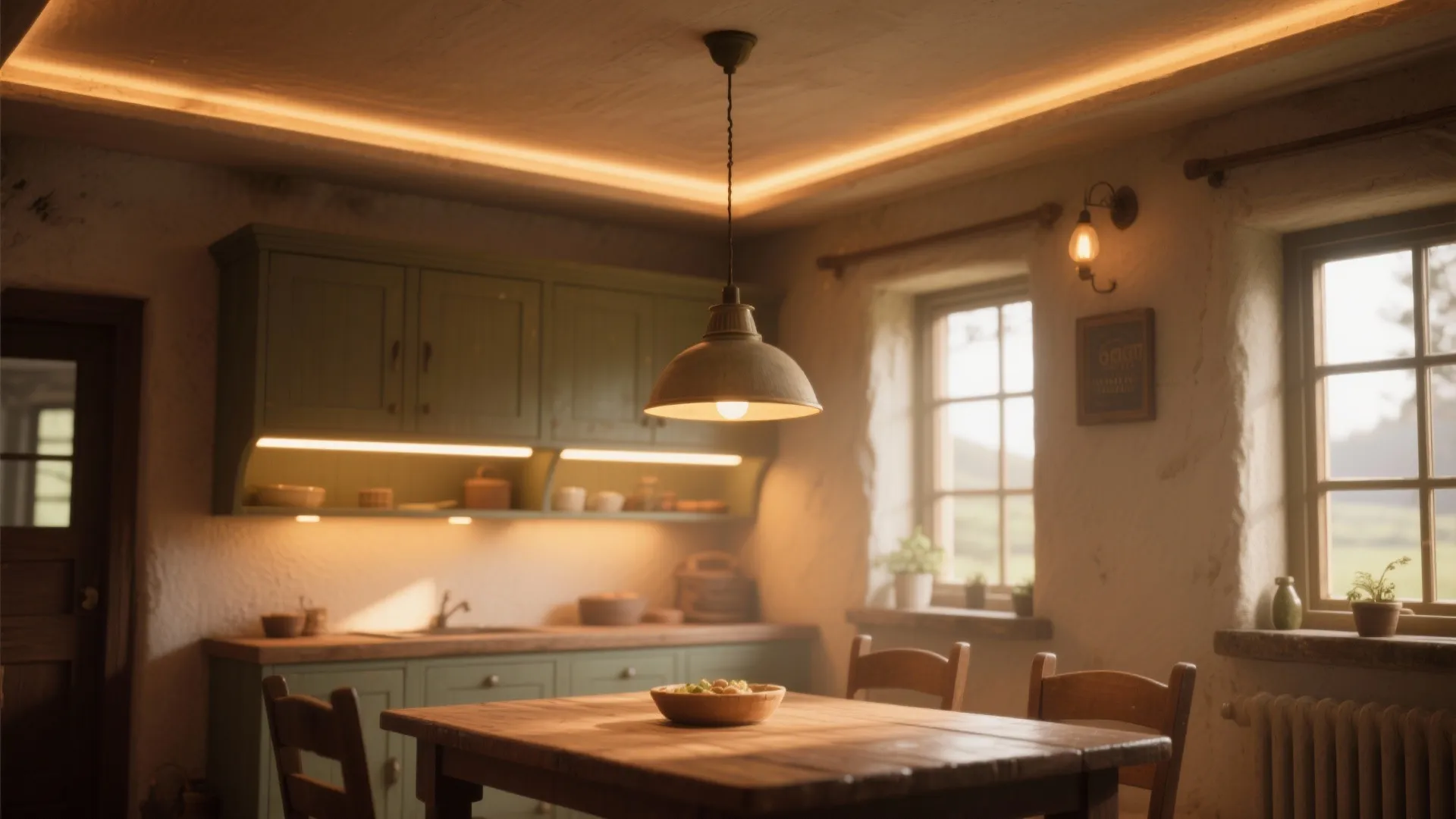 1. Layered lighting to widen rooms