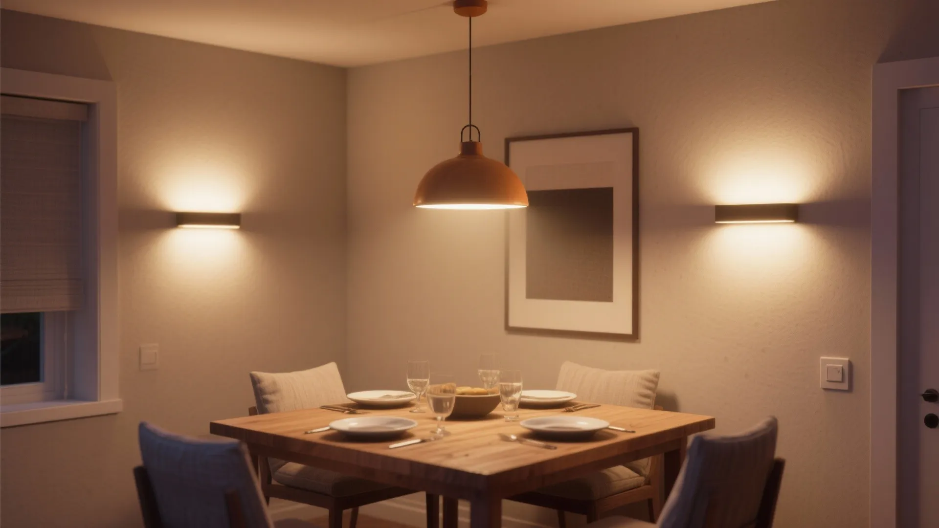 4. Layered Lighting with Sconces and Pendant