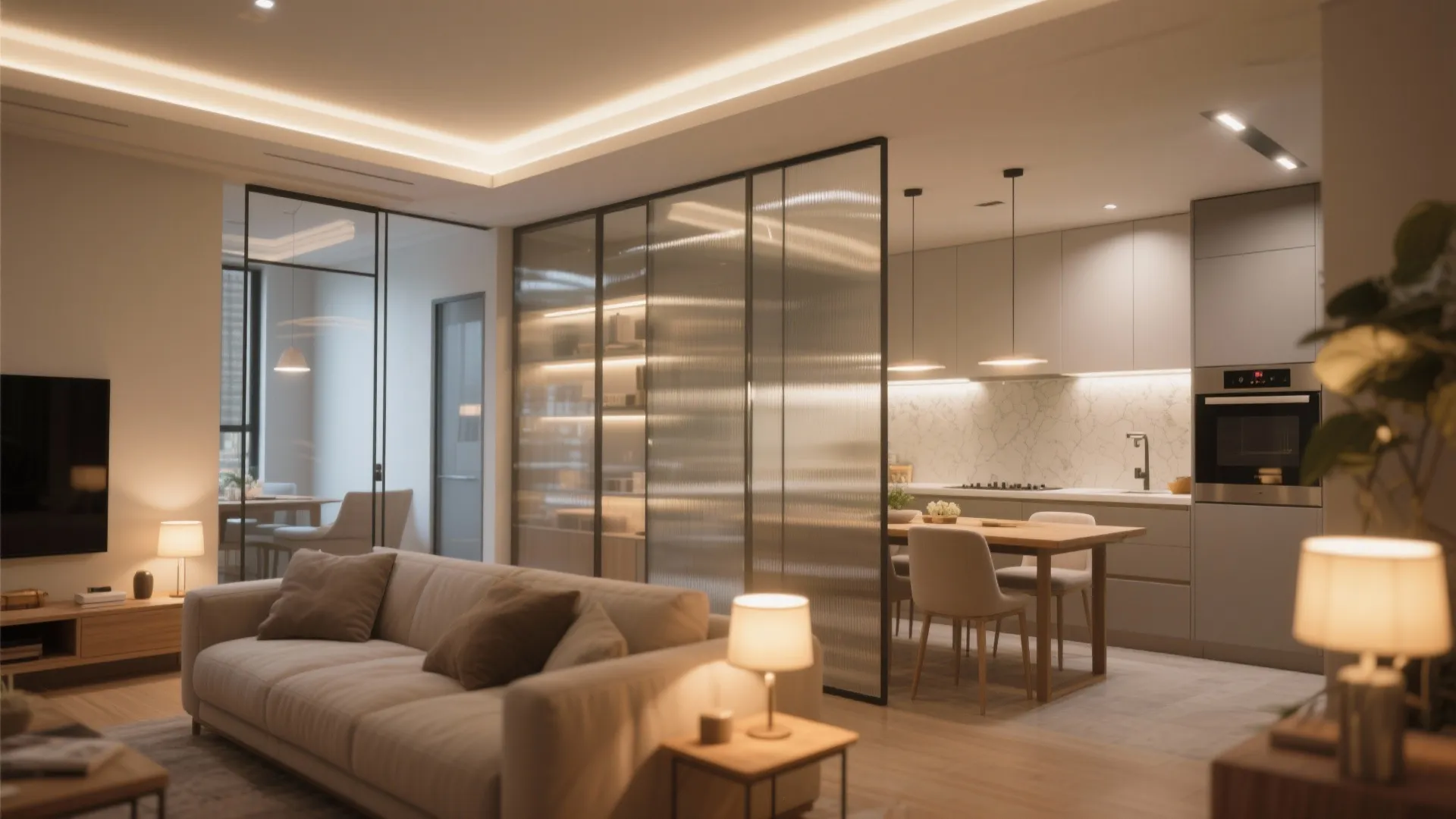 Light layering and glass for a more open look