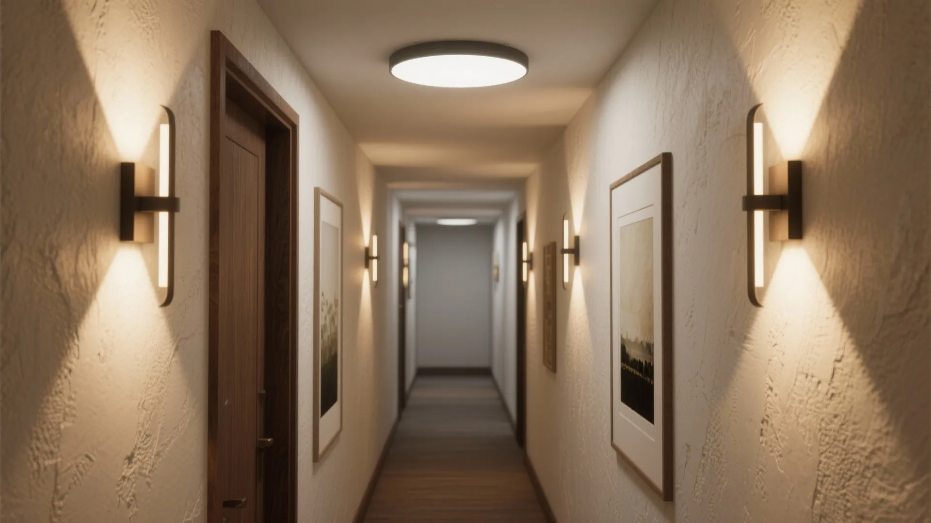 Layered Lighting: Wall Sconces + Low-Glare Ceiling