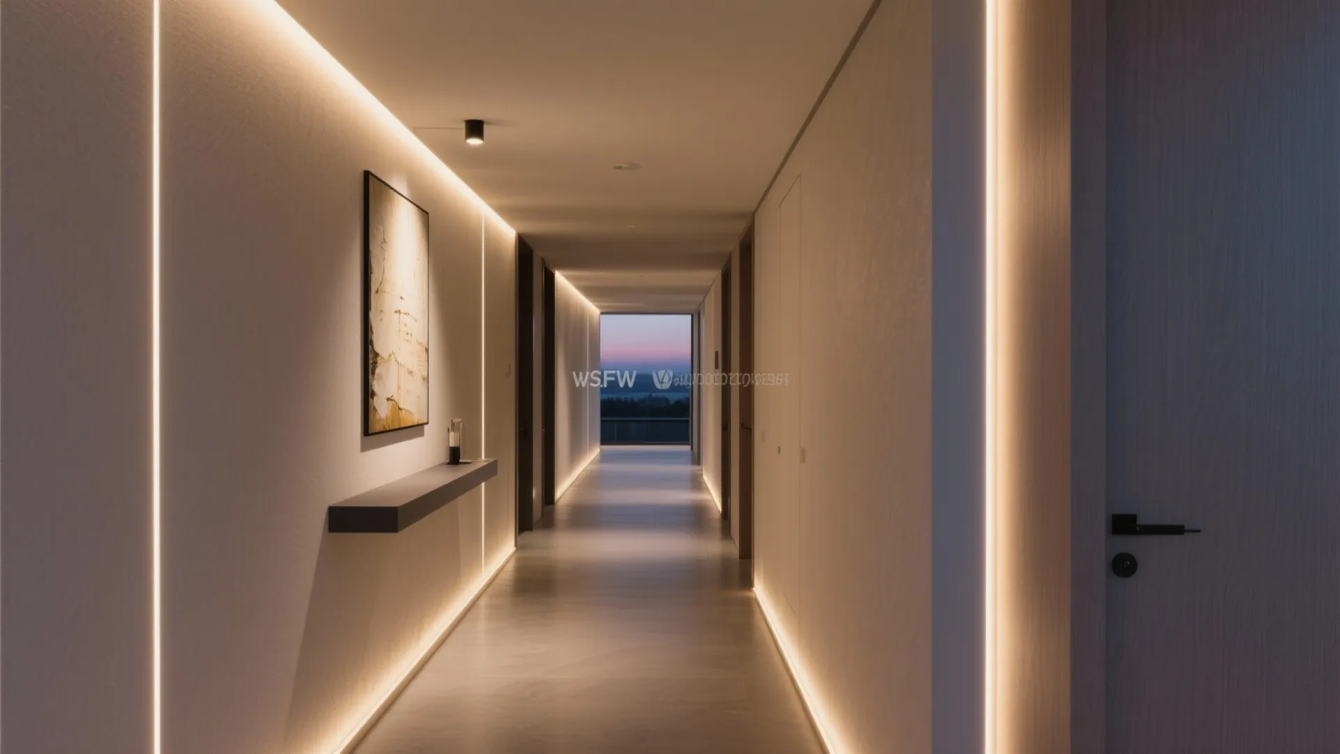 Layered lighting with low-glare wall washers