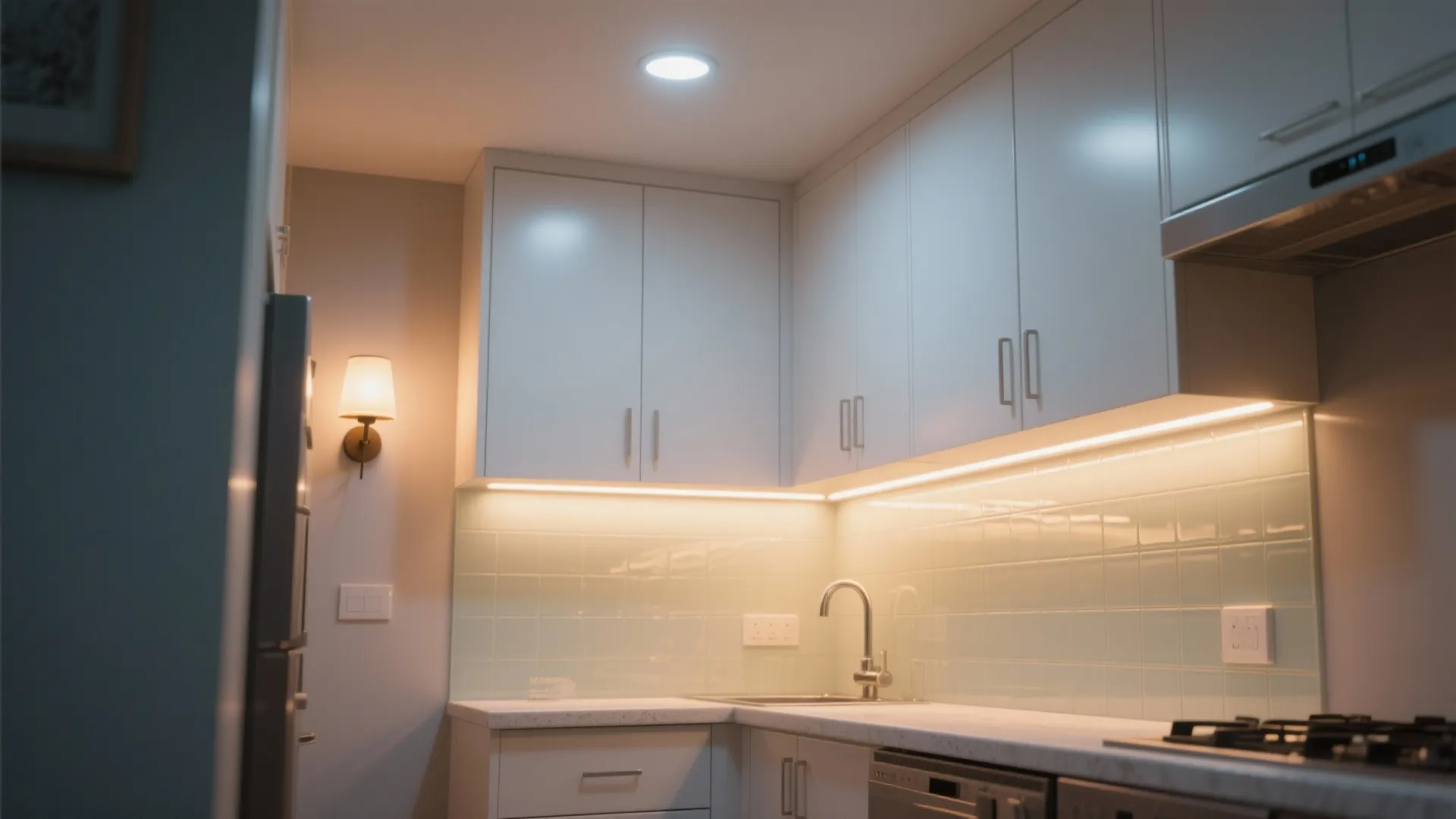 Flexible lighting layers for tiny kitchens