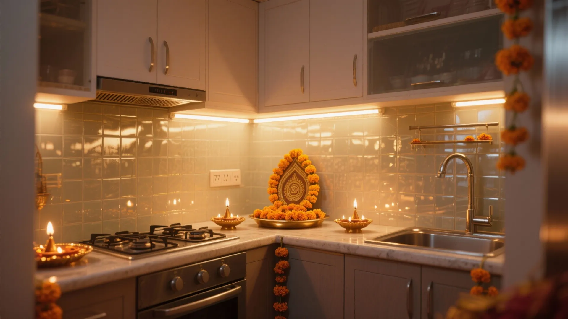Light layering: diyas, LEDs, and scent-safe ventilation