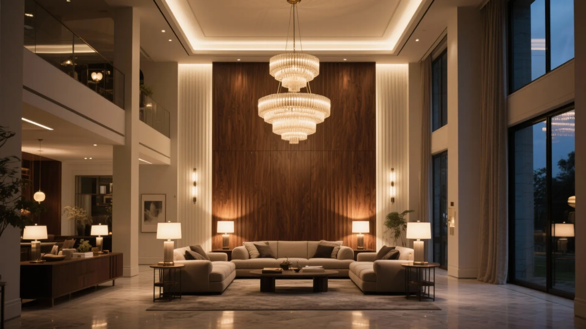 Grand layered lighting that celebrates height