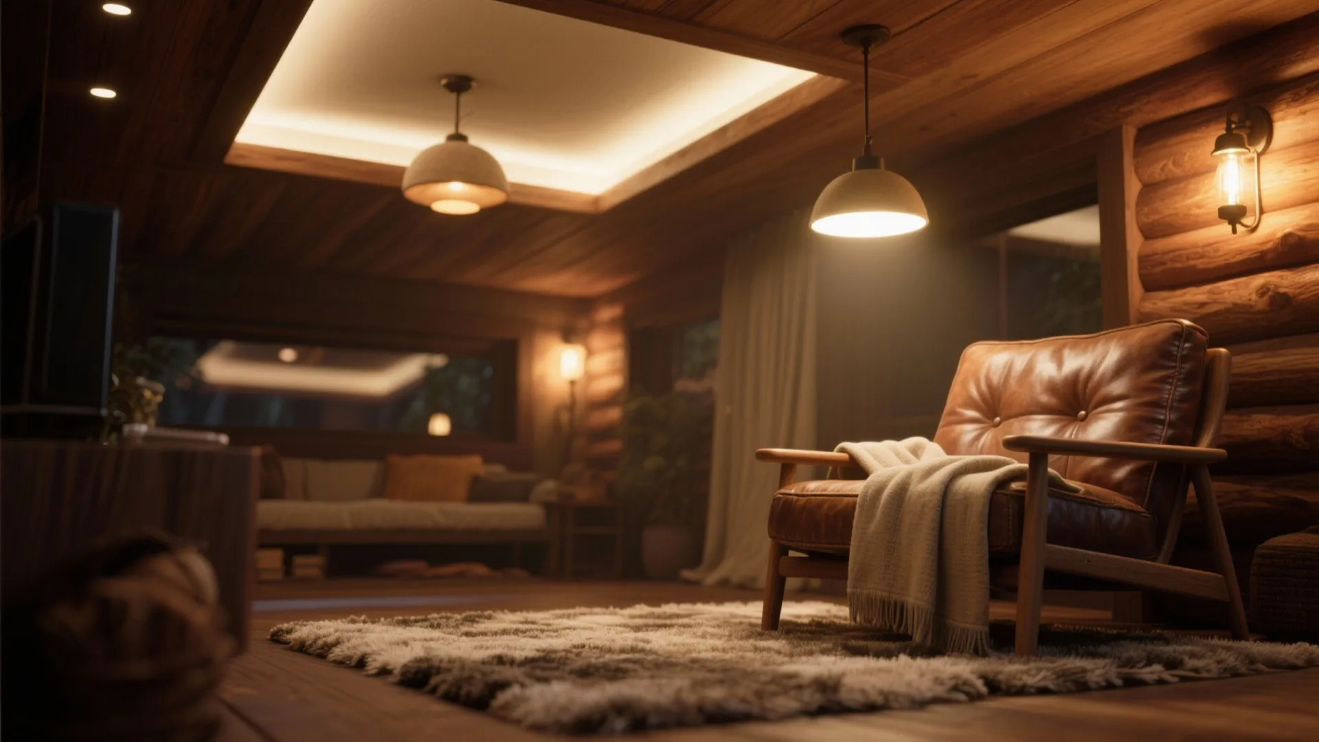 4. Layered lighting and warm materials