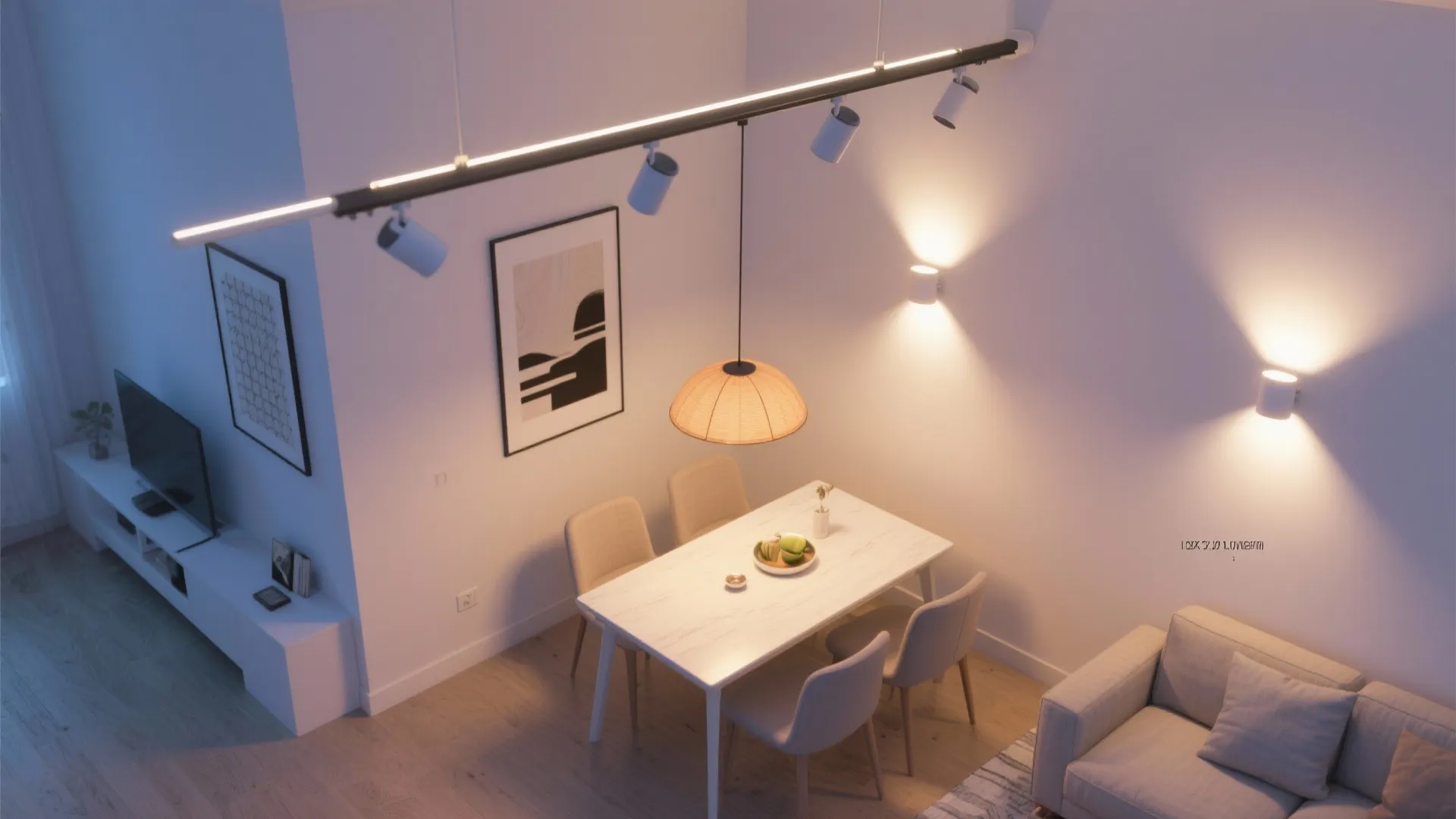 Layered Lighting: Track, Accent, and a Dimmable Pendant