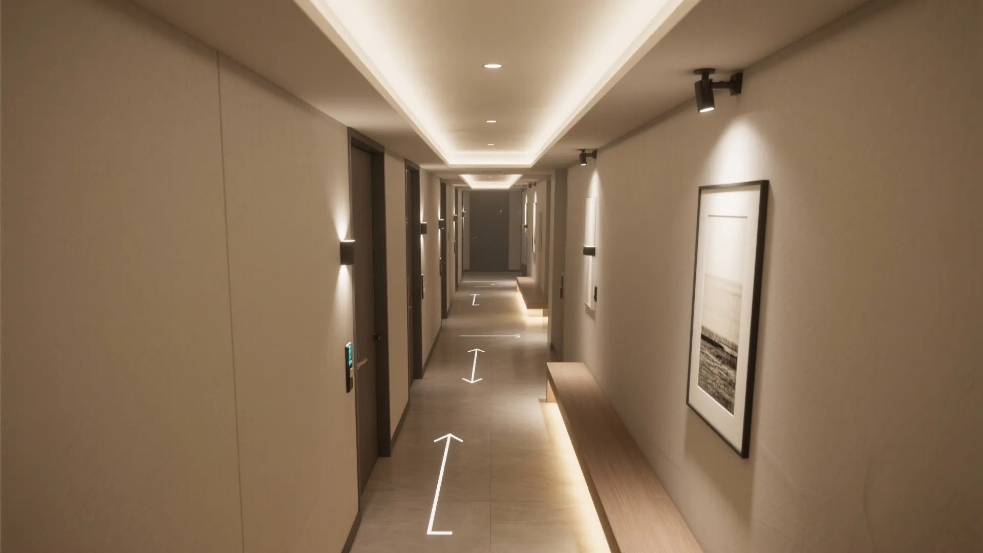 Layered lighting to guide the path