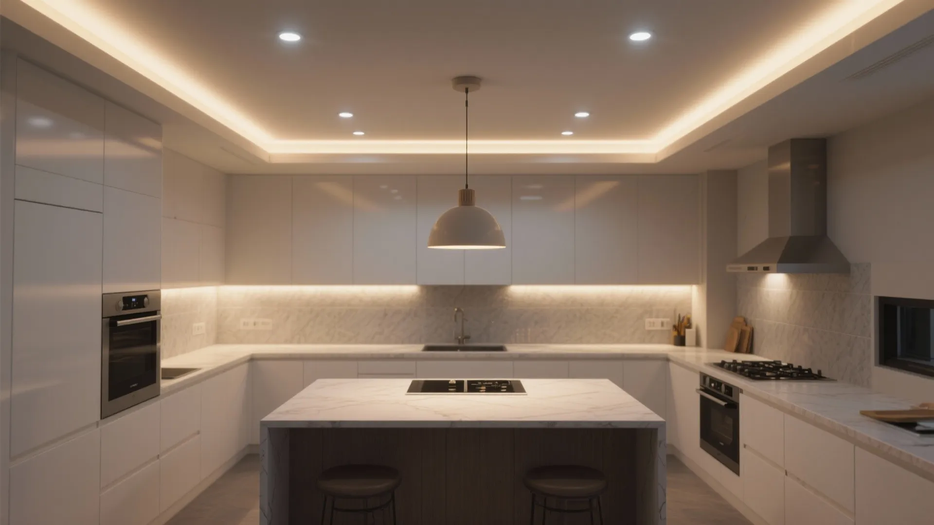 5. Layered lighting to avoid a cold look