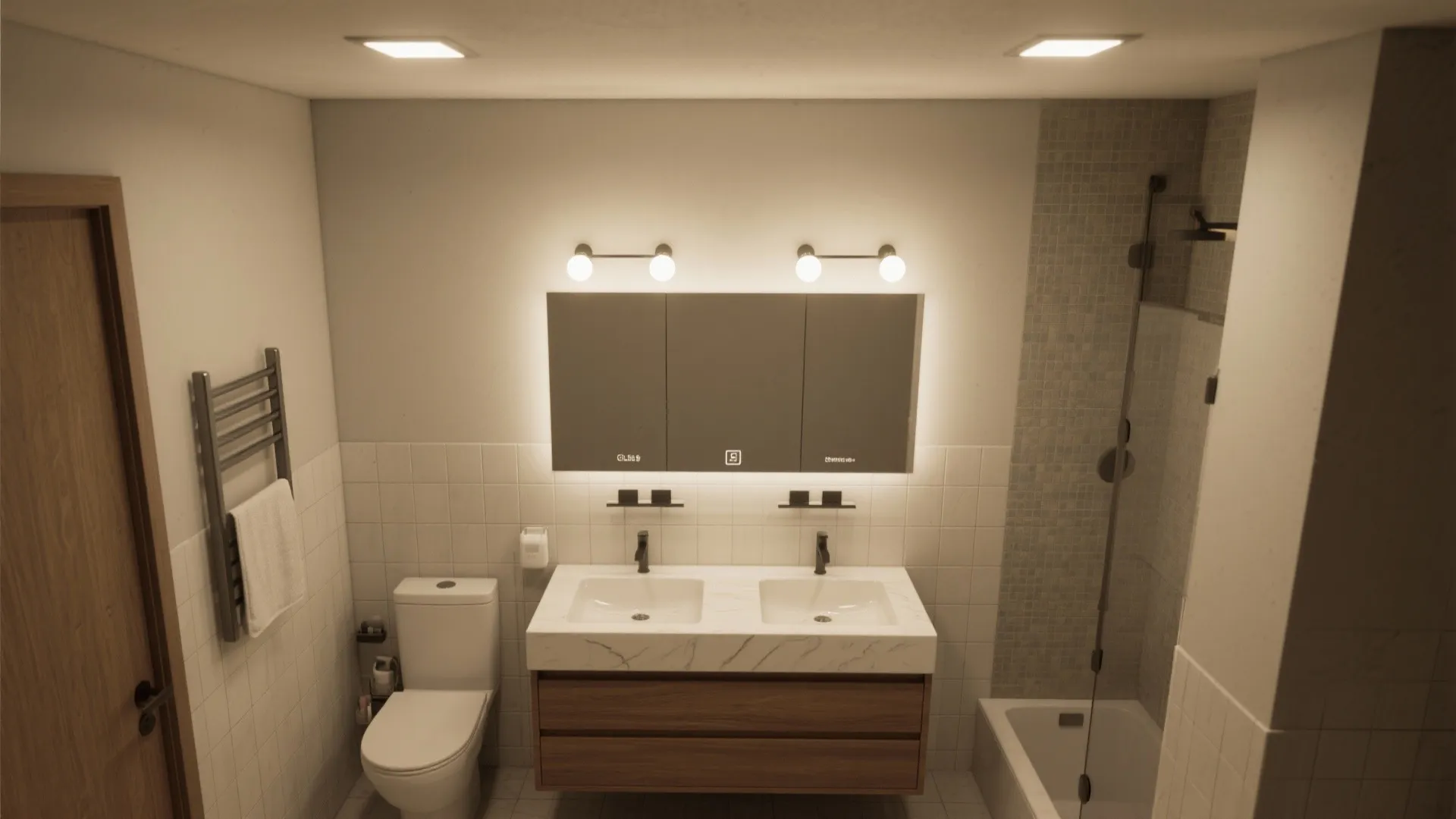 5. Layered Lighting: Combine a 4-Bulb Fixture with Recessed Downlights