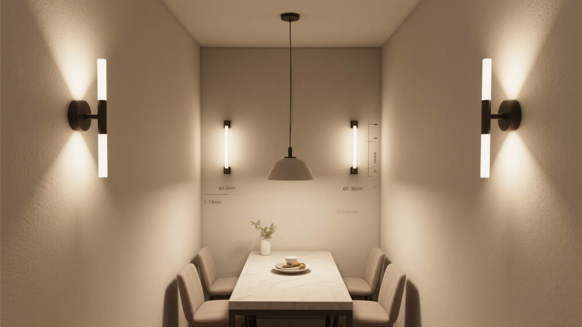 Layered lighting: pendant + wall lights for flexible scenes