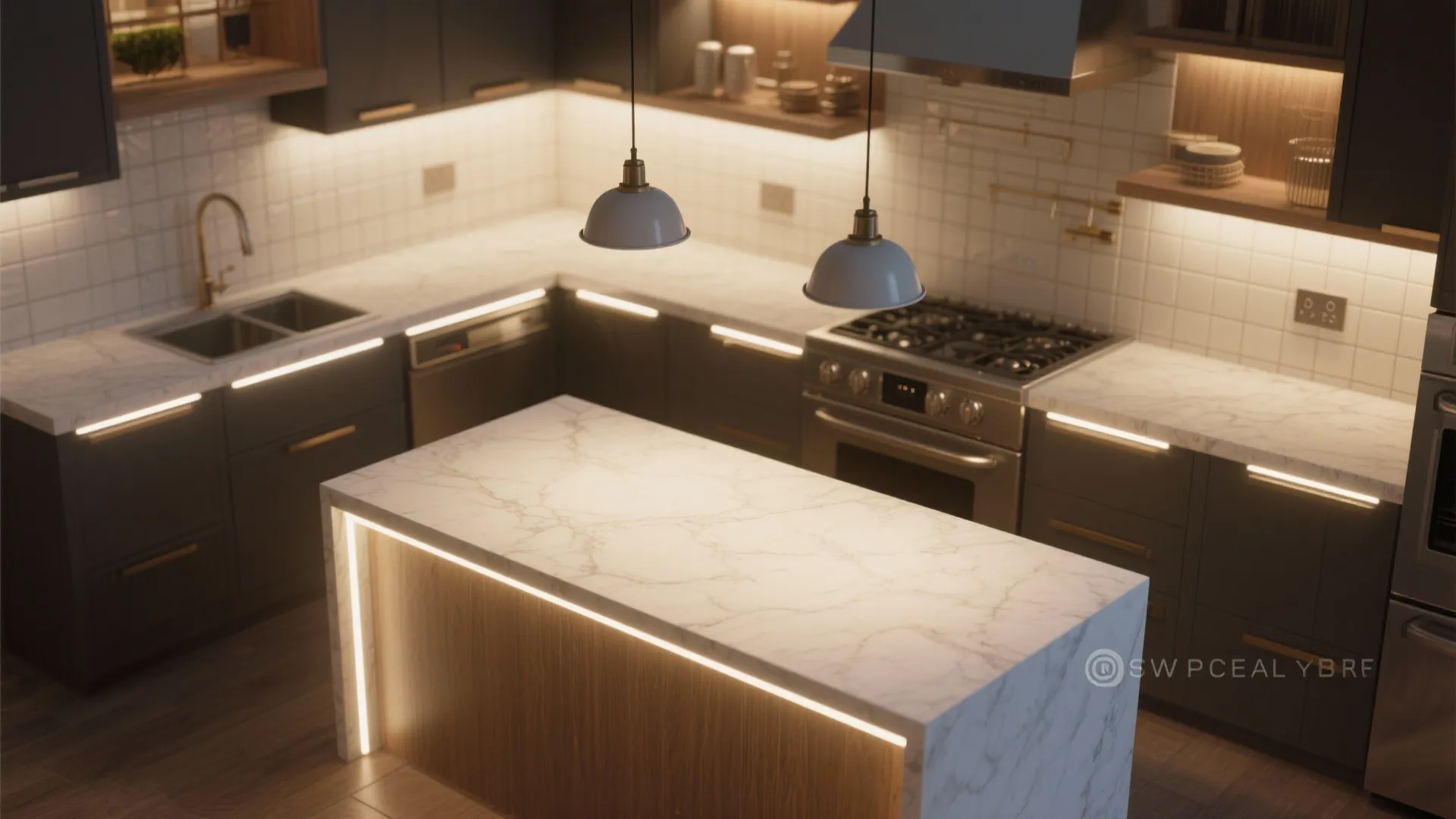 Layered lighting: pendants as part of a trio