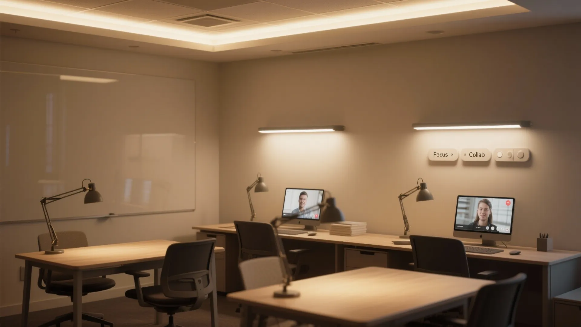 Lighting layers: task, ambient, and screen-friendly