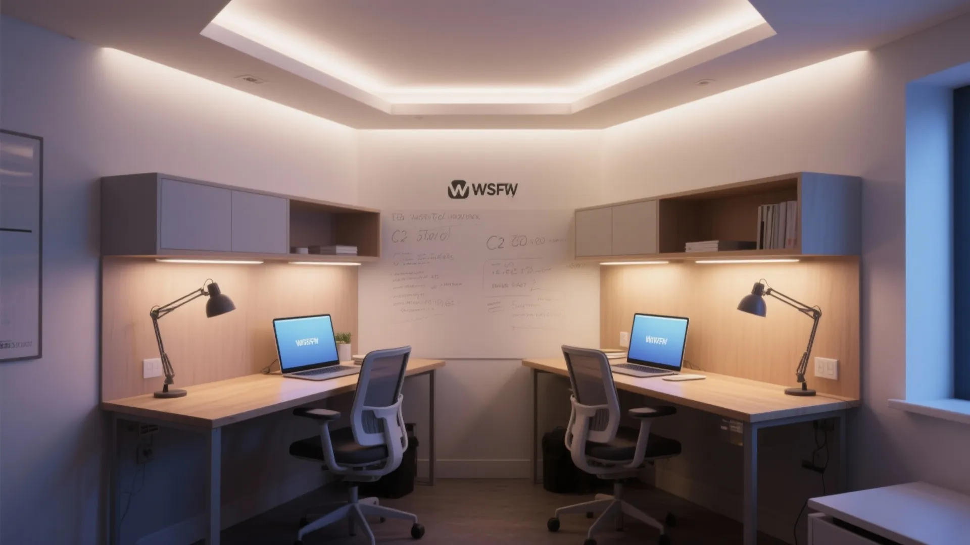 Layered lighting for focus and screen comfort