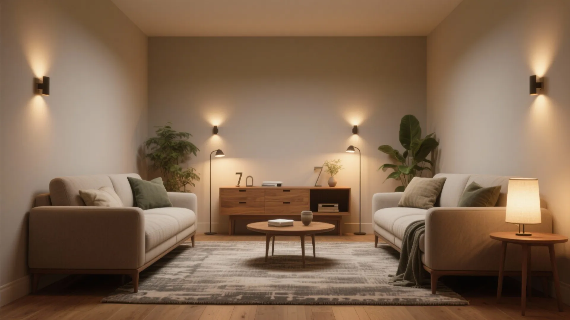 Layered Lighting and a Centered Rug