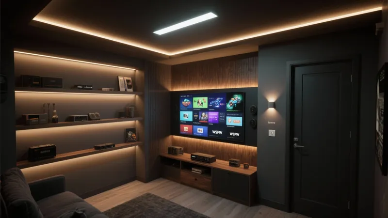 Modern Home Theater Room with Ambient Lighting