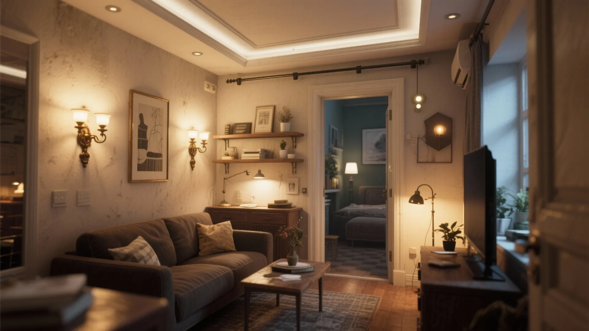 5) Layer with recessed or track lighting