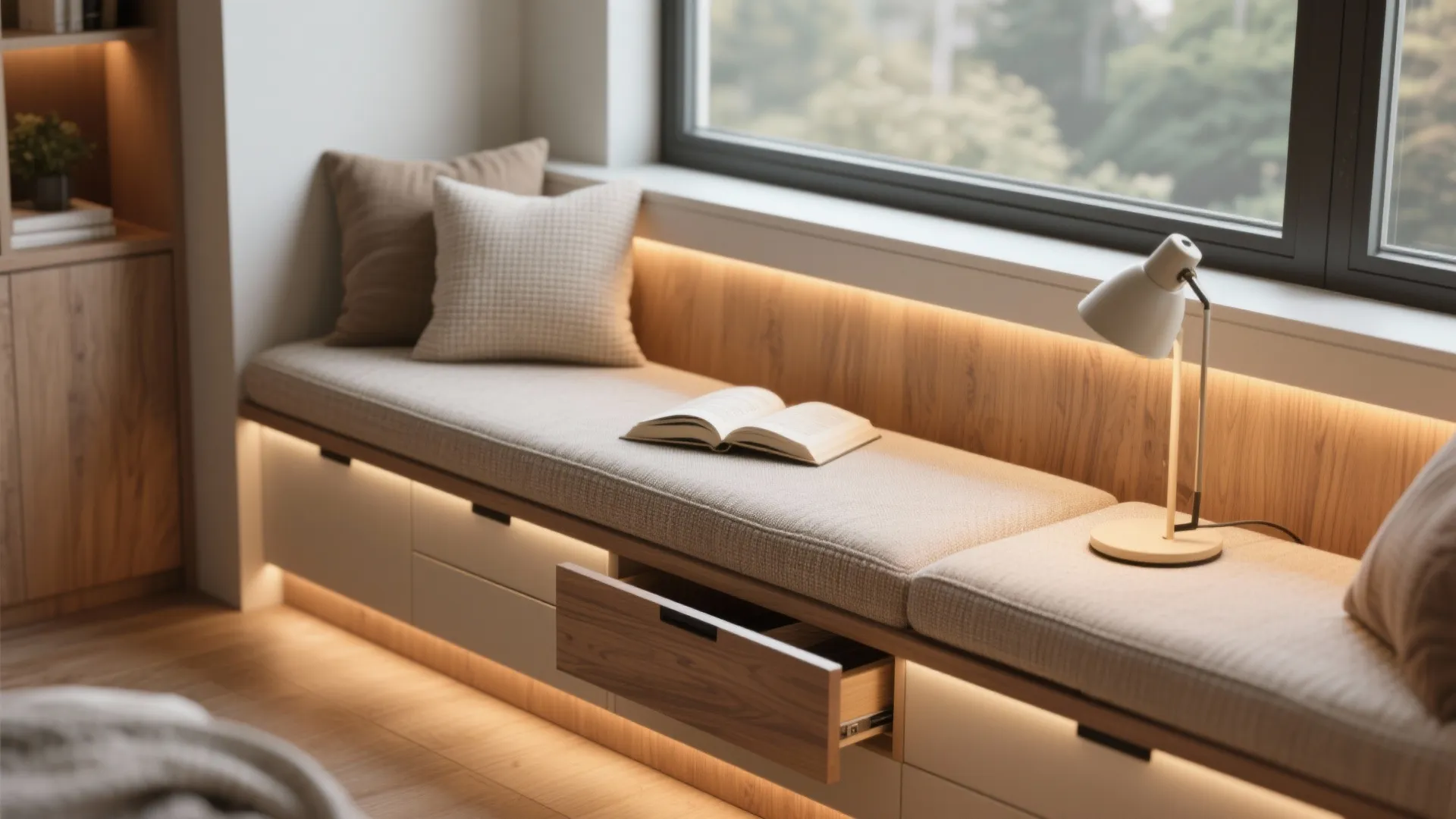 Layered Lighting and Low-Profile Storage