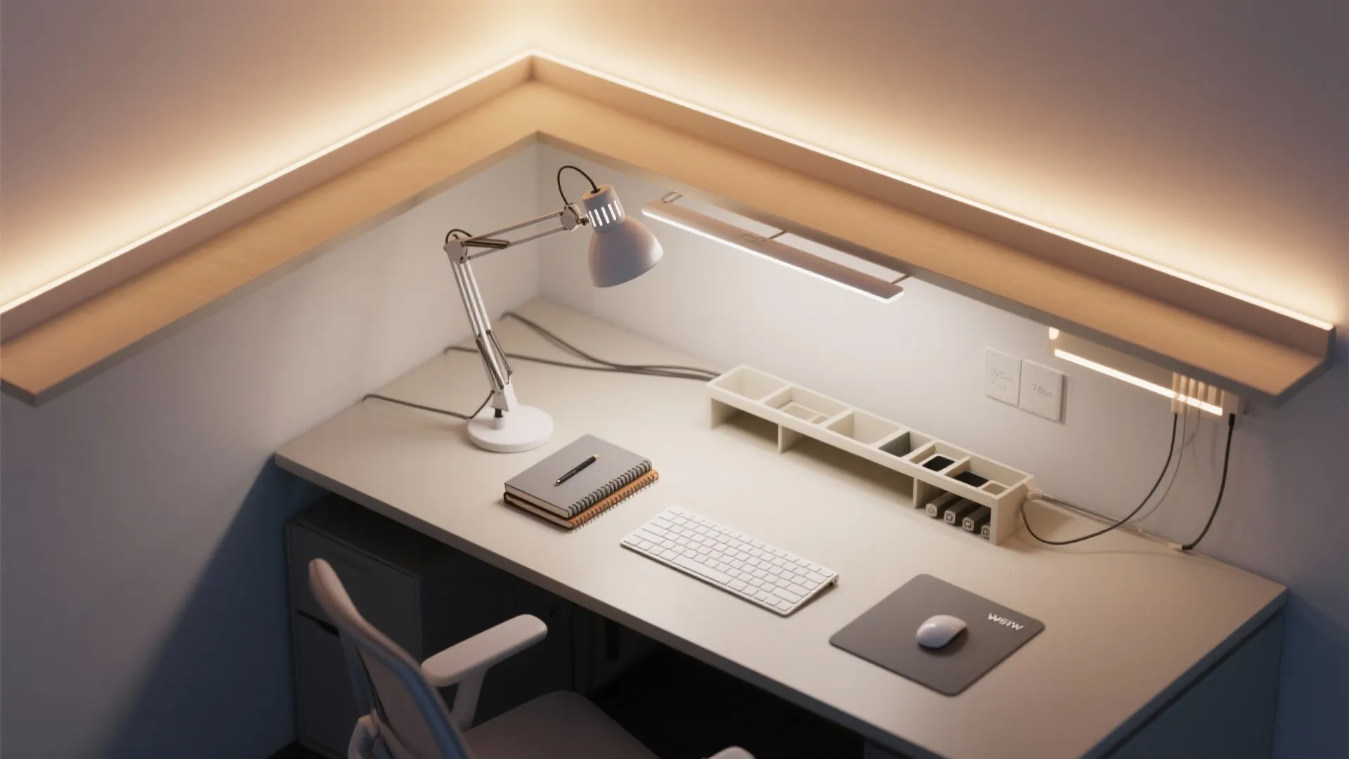 Task lighting layers that don’t glare