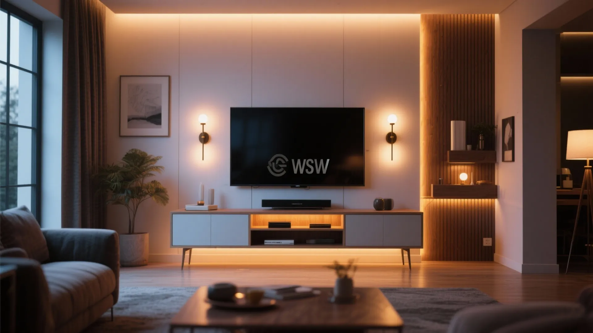 10. Layered Lighting Around the TV