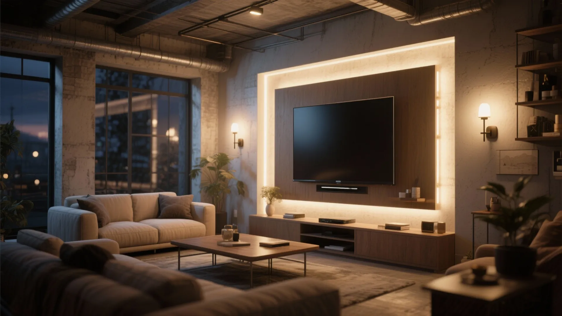 8. Layered Lighting Around the TV
