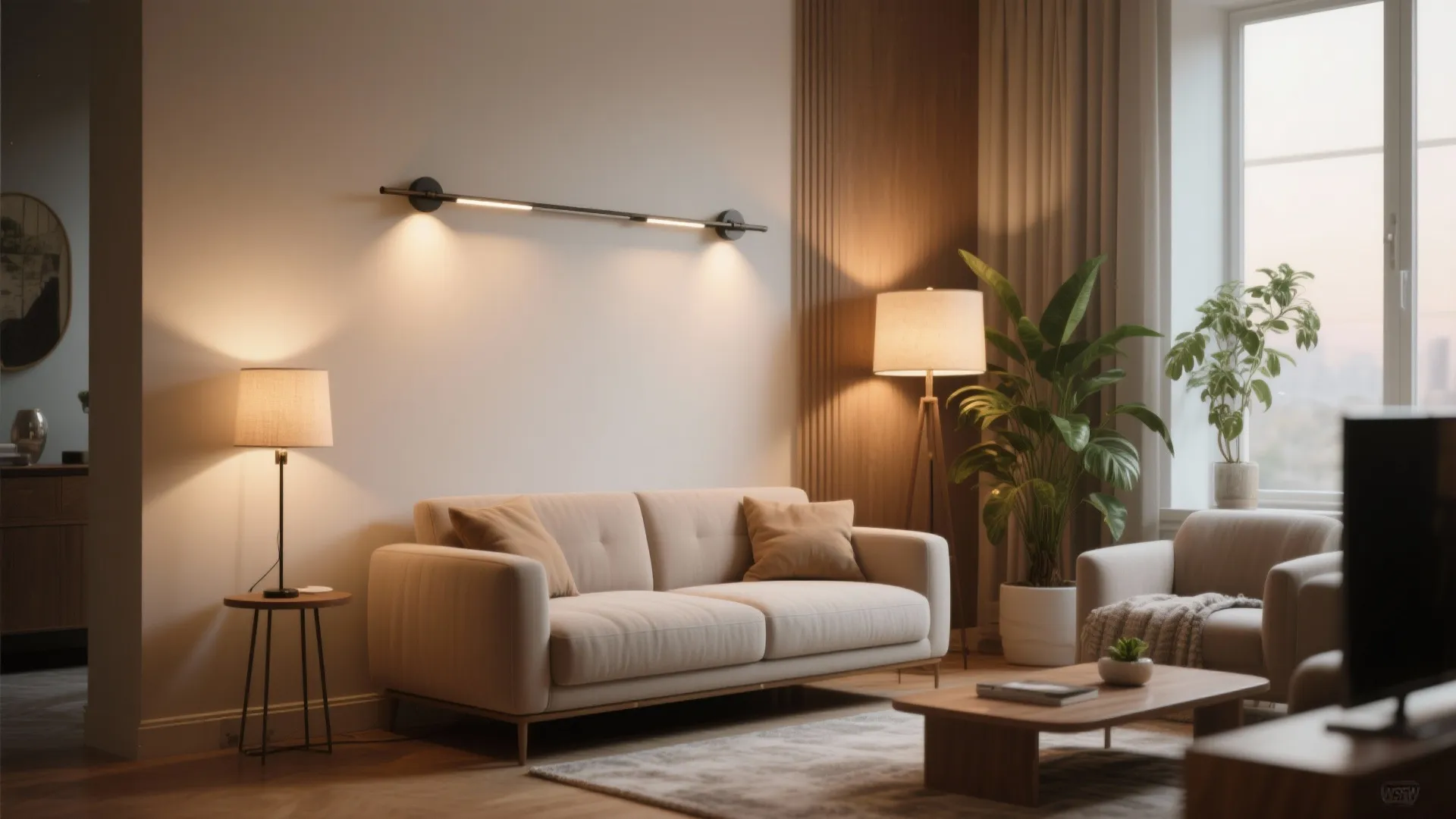 5. Layered living room lighting