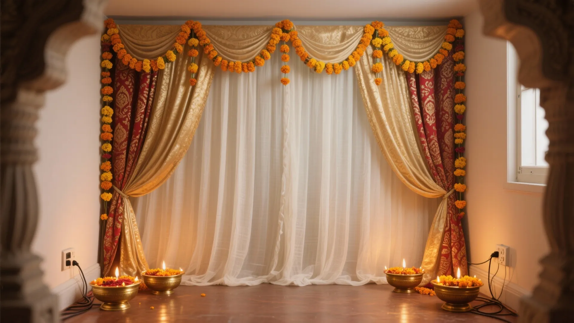 Layered Fabric Mandap with Texture