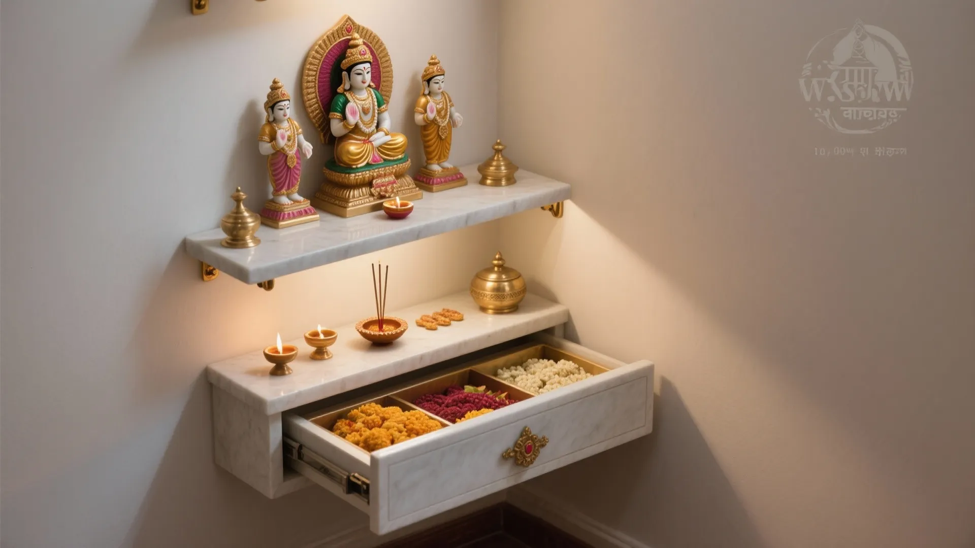 Compact Corner Mandir: Layered Slabs for Multi-Level Rituals