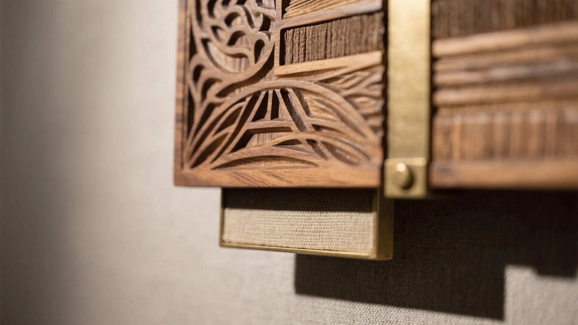 Tip 5: Mixed media layering—wood, brass, and fabric