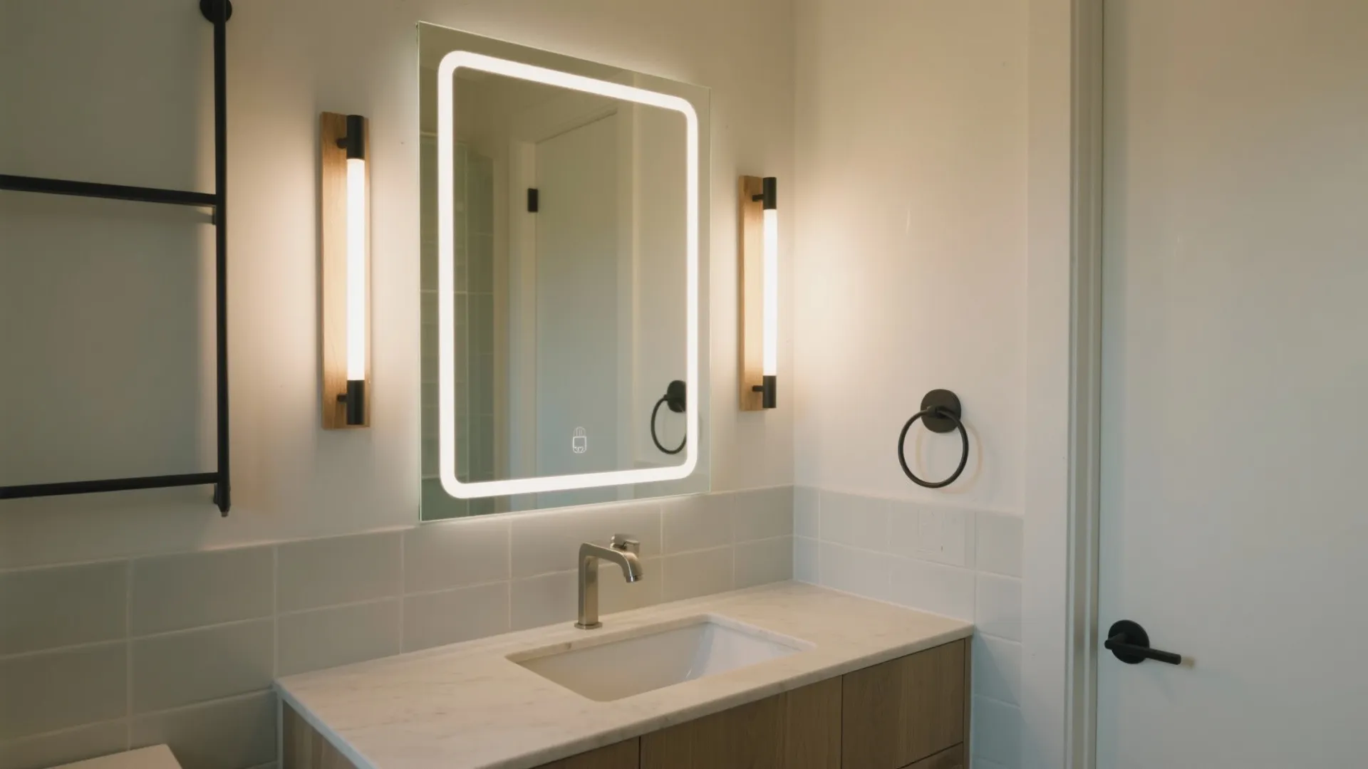 Layered lighting around the dressing mirror