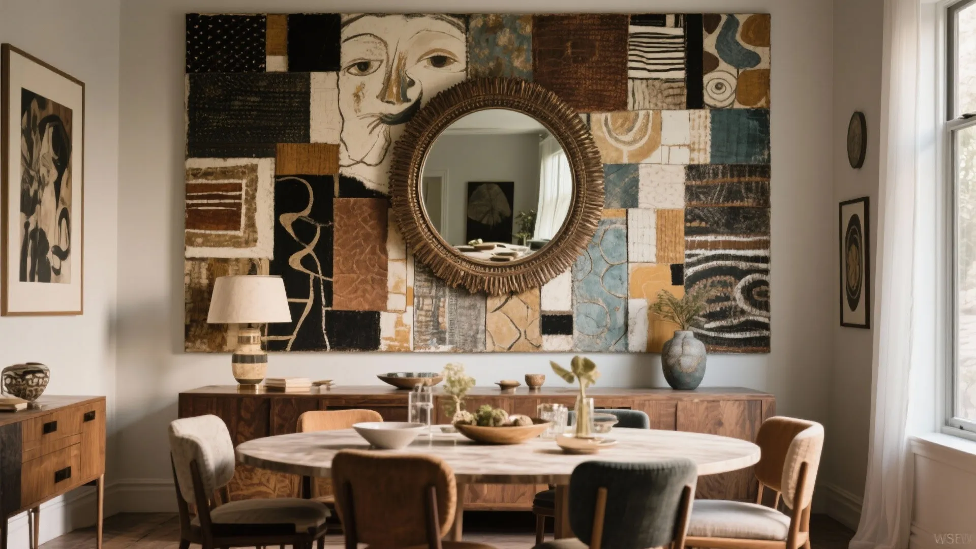 8. Layered Mirrors Over Artwork