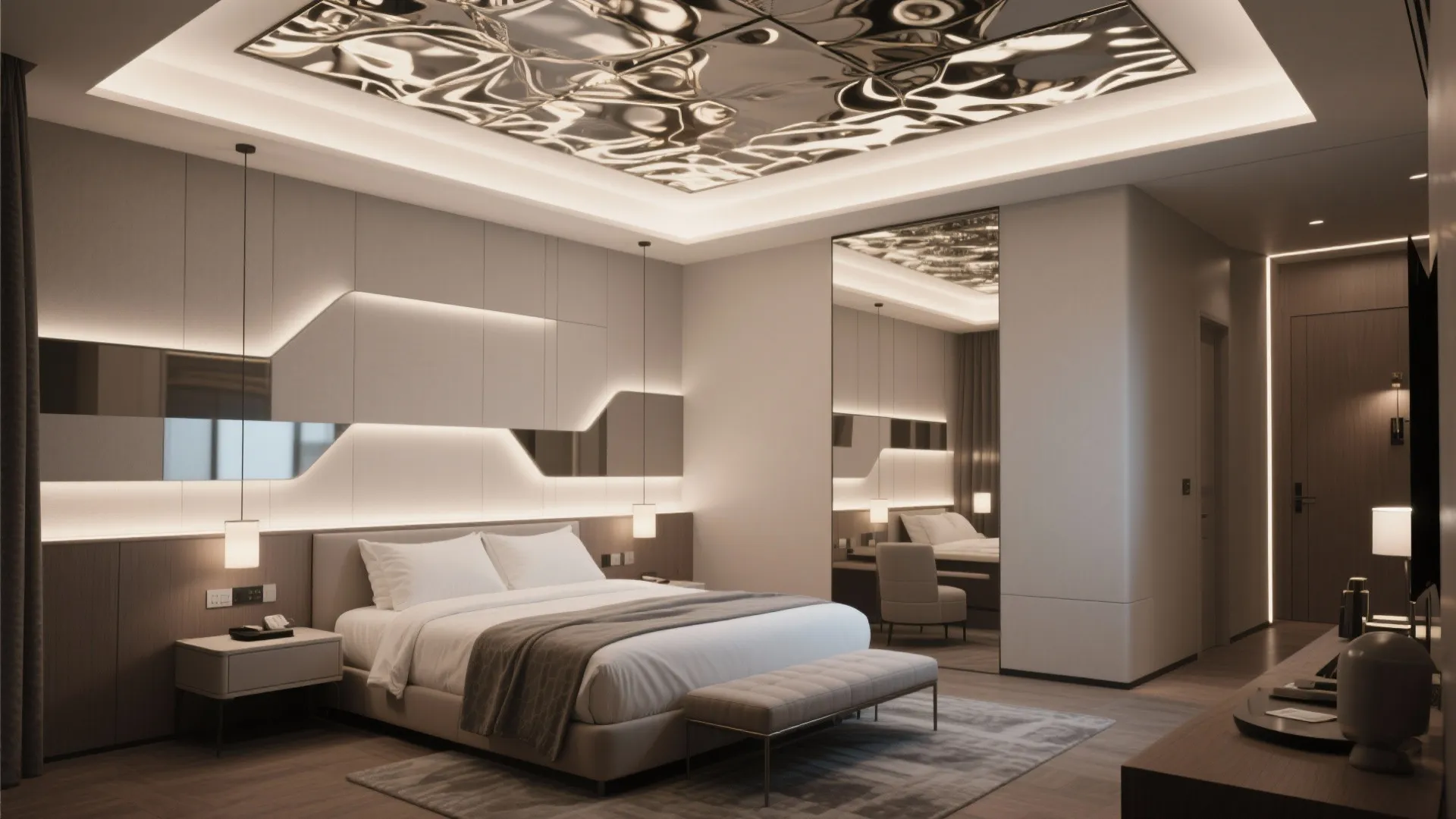 Layered False Ceiling with Mixed Materials