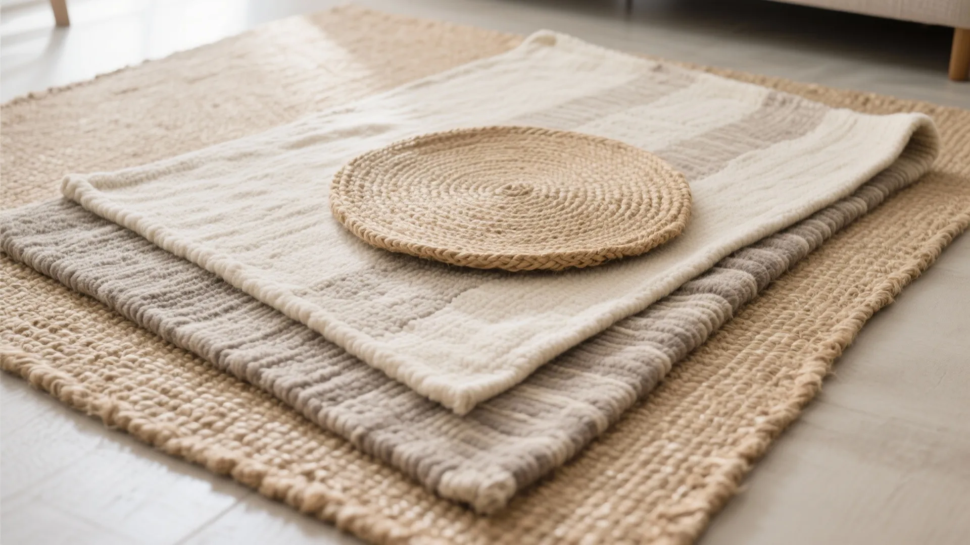 2. Layered Neutral Rugs